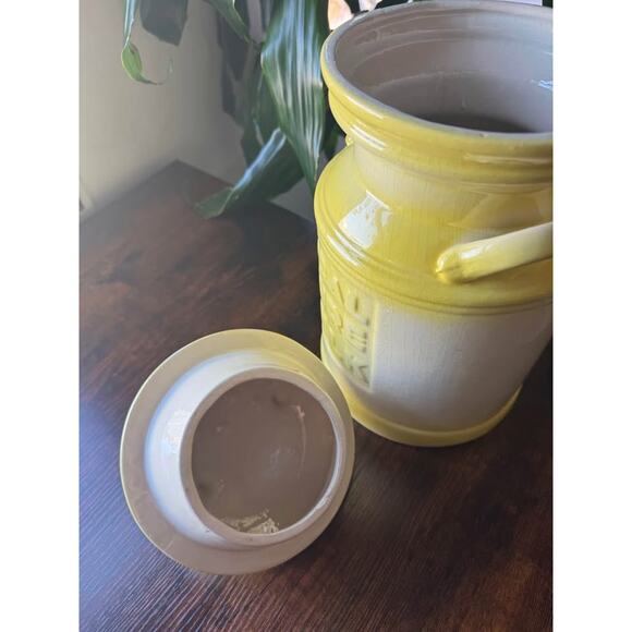 Vintage 1970s Country Yellow Hand-Painted "5 Gallon Pure Milk" Ceramic Canister - Picture 6 of 10